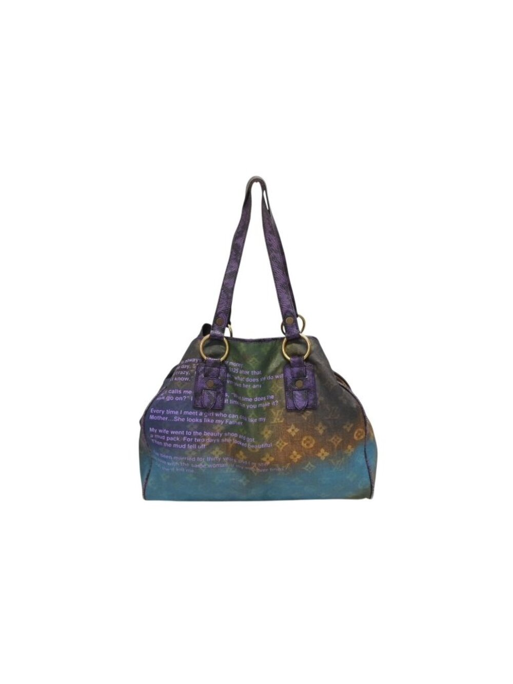 Louis Vuitton Tote Bag Richard Prince Heartbreak Monogram Jokes Canvas Violet